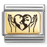 Nomination Composable Classic Link 030166/67 World in Your Hands in 18K Gold & Enamel